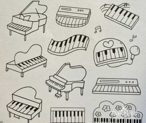 钢琴的简易画法图片图片