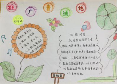 并组织学生绘制推广普通话主题手抄报. 三年级七班的主题班会活动