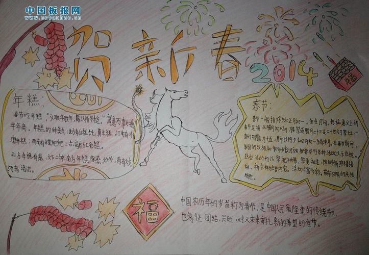 手抄报 节日手抄报 春节手抄报   秧歌百年是陕北年俗中独特的峰清.
