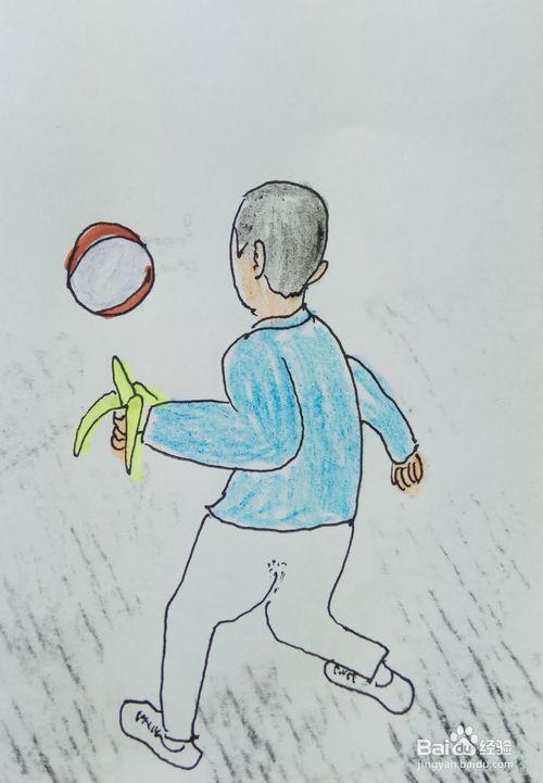 怎样画儿童简笔画吃着香蕉踢球去