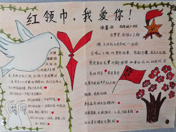 写美篇全体少先队员还用绘画和手抄报的形式表达对党的热爱对红领巾