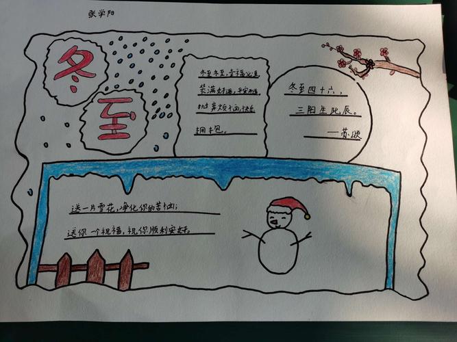 最后同学们纷纷拿起画笔以手抄报的形式描绘冬至.