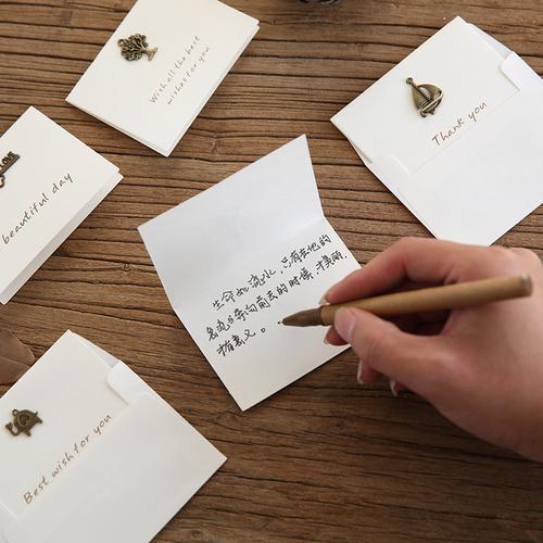 韩国创意带信封小贺卡 生日礼物卡片 金属立体节日空白祝福感谢卡