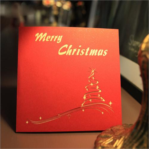新年立体贺卡 韩国创意祝福3d手工纸雕新年定制 元旦圣诞节小卡片