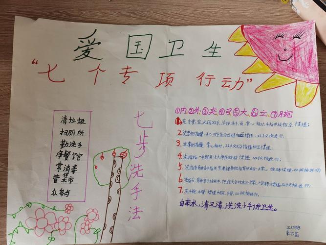 富源县第二小学三年级7班爱国卫生七个专项行动手抄报制作活动