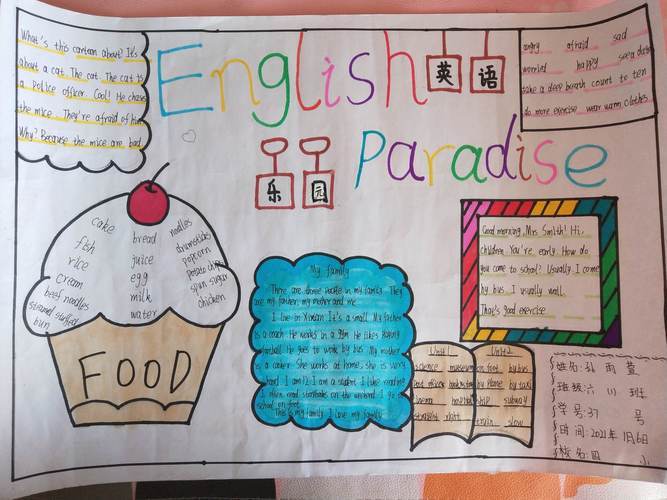 息县第四小学六年级英语优秀手抄报展六年级小学生各单元英语手抄报