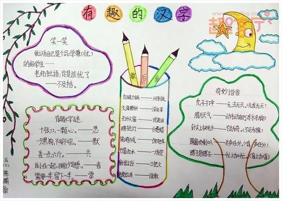 五年级手汉字抄报图片大全图02五年级有趣的汉字手抄报.
