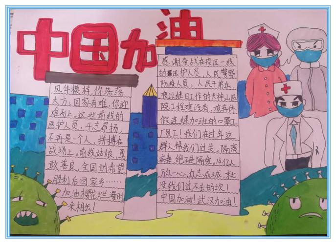 中国加油梅列区实验小学四年级5班绘制手抄报为祖国加油