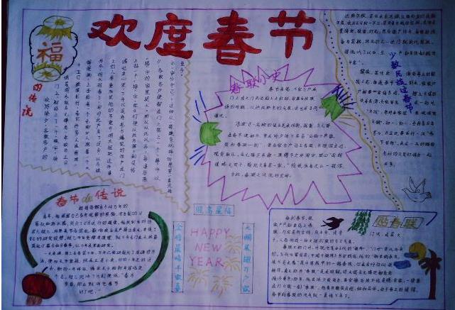 今年的春节快要到了祝大家新年快乐下面是一幅幅很漂亮的春节手抄报