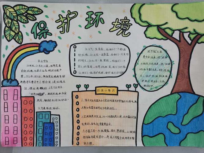 手水南学校五年级举办绿色环保主题手抄报活动北街小学科普 环保手