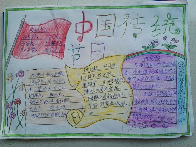 濮阳市油田第六小学三年级2班中国传统节日手抄报集萃