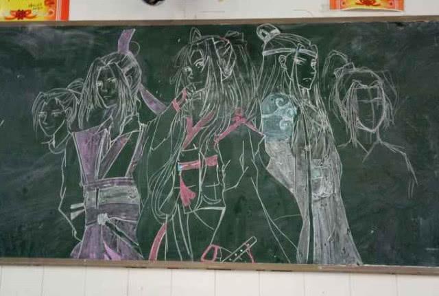 中小学生出黑板报粉笔画出道友这都是什么神仙