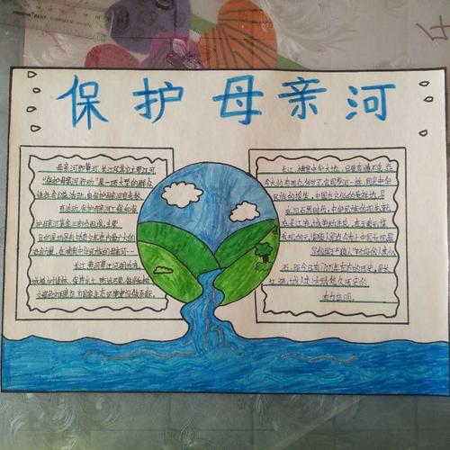 写美篇       二年级五班的孩子们亲手绘制手抄报保护母亲河