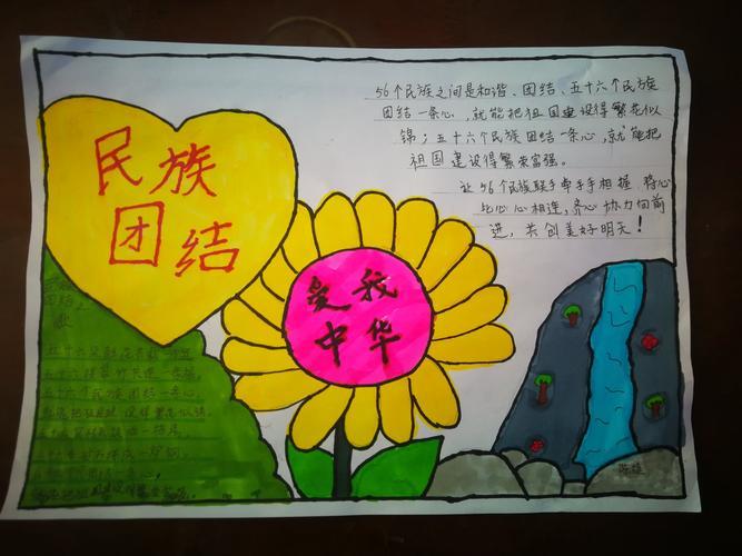 绘画手抄报展示小学汉语组《民族团结一家亲》主题手抄报活动海城区