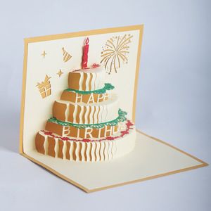 生日礼物3d立体贺卡绚彩生日蛋糕员工纸雕创意韩国生日立体卡片