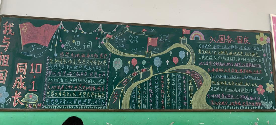 桐柏县第一初级中学七年级庆国庆祖国在我心中黑板报展