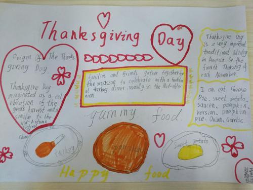 thanksgiving day五年一班感恩节主题英语手抄报