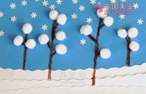 美丽新年雪景贺卡diy手工冬季贺卡制作方法