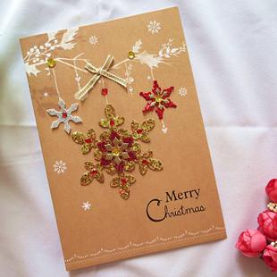 韩国创意高档手工立体贴片圣诞节贺卡 英文圣诞卡片 商务贺卡