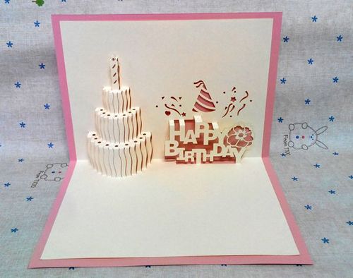 新款立体生日蛋糕贺卡大尺寸卡片送客户定制最新创意生日贺卡l12淘宝