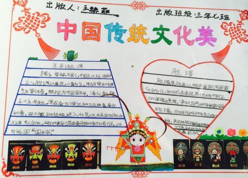 锡林浩特市第五小学三年七班弘扬民族文化中华传统文化手抄报展示