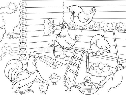场怎么画简笔画鸡场的简笔画鸡窝怎么画简笔画鸡舍里的简笔画鸡简笔画