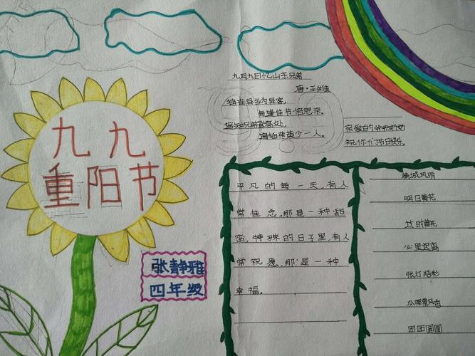 重阳节的九九重阳节手抄报学生书画作品有关重阳节的手抄报怎么画重阳