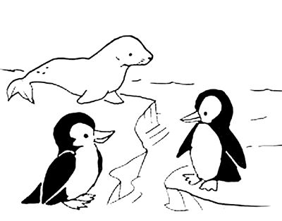 企鹅简笔画冰山图片