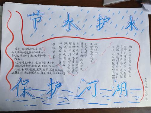 学生绘制《节水护水 保护河湖》为主题的手抄报.