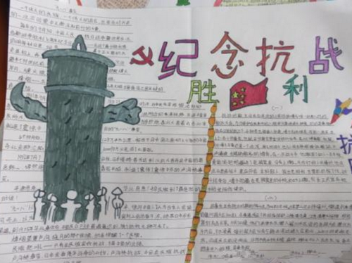 中学生抗日战争胜利纪念日手抄报 73周年 边框设计