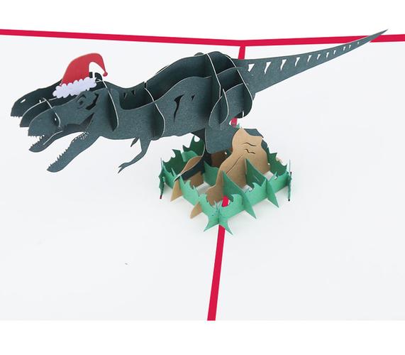 厂家供应创意圣诞贺卡生日恐龙3d立体贺卡纸雕镂空手工卡片定制