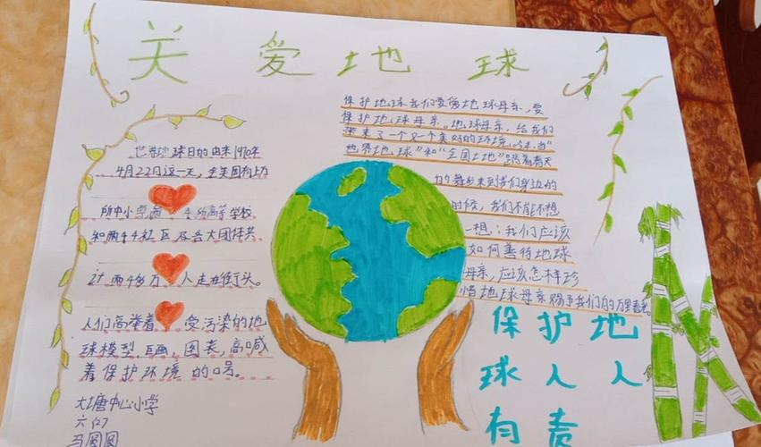 保护地球人类共同的家园大塘中心小学世界地球日宣传活动手抄报