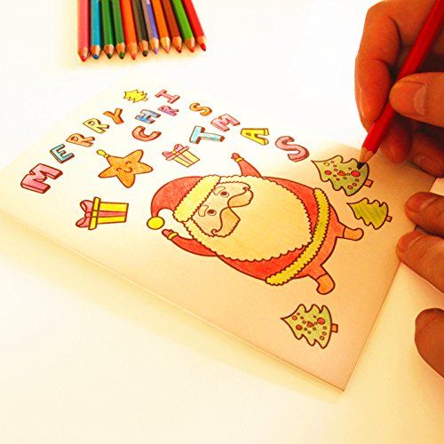 儿童涂色手绘制作新年节日感谢卡片自己做 贺卡材料包 24色彩色铅笔