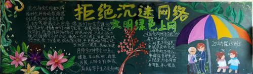 5月20日学校举行拒绝沉迷网络文明绿色上网专题黑板报评比活动.