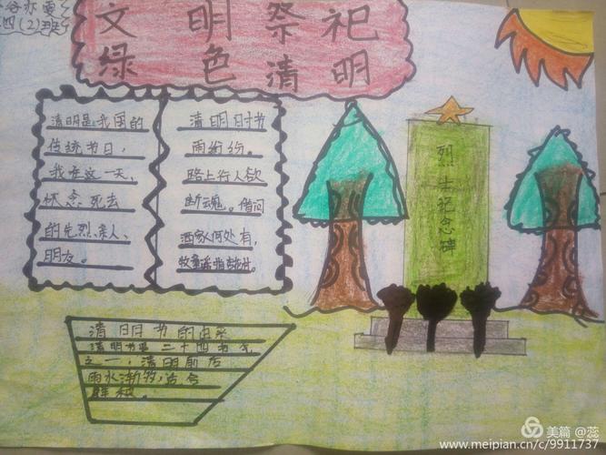 绿色清明4月4日东寺庄中心小学开展了清明节主题班会及手抄报评比