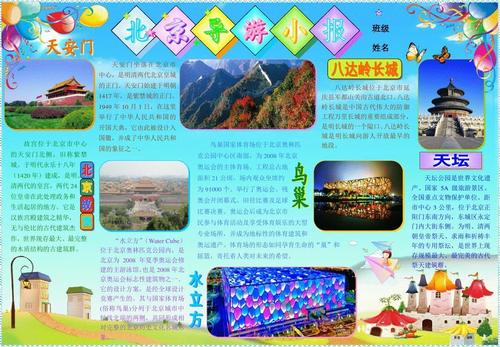 北京导游小报528a4旅游电子小报成品游记电脑手抄报模板旅行导游