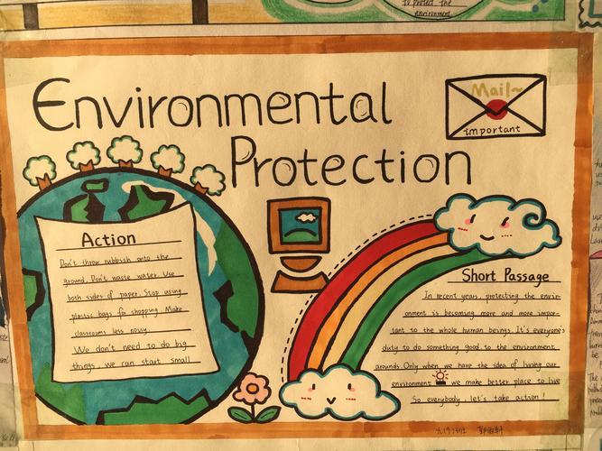 英语绿色环保手抄报保护环境 人人有责周至二曲中学学生英语手抄报