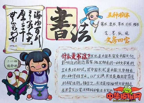 手抄报内容       书法是世界上少数几种文字所有的艺术形式其中中国