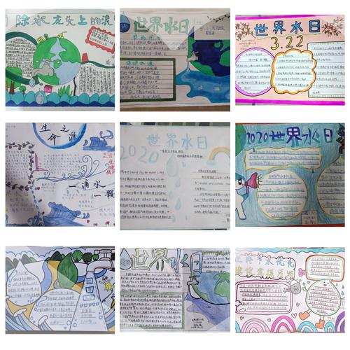 五六年级的同学们绘制了图文并茂的手抄报来表达他们对世界水日