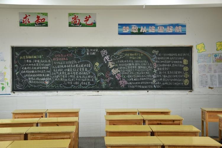 小学的同学们围绕宣传金融知识主题编绘了内容丰富图文并茂的黑板报