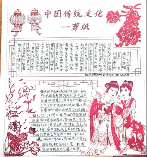 中国传统文化剪纸手抄报绘画