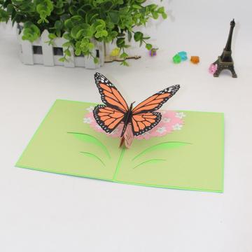 新款创意3d立体贺卡手工折纸剪纸激光雕刻加工生日花蝴蝶动物摆件
