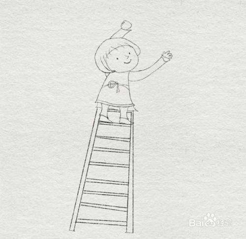 爬梯子的小人简笔画图片