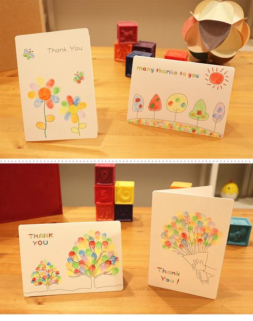 diy贺卡手工材料包儿童手指印送老师教师节创意小礼物白底填涂色