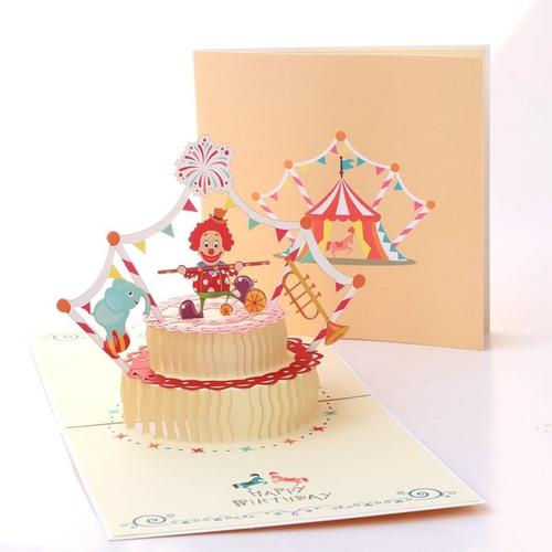购客生日贺卡立体可爱蛋糕韩国创意手工礼物纸雕镂空代写祝福卡片定制