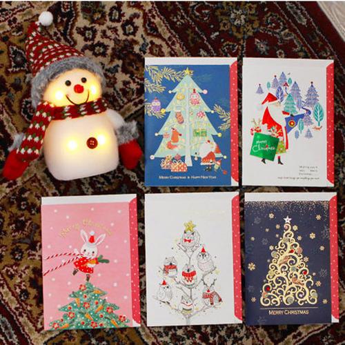 20张价韩国可爱圣诞节雪人创意diy贺卡祝福卡片心意卡片留言卡