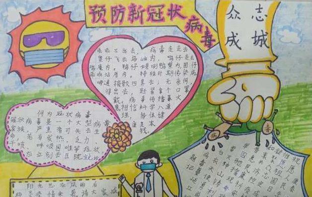 者作文尹庄镇中心小学五三班学生众志成城共同抗击新型冠状病毒手抄报