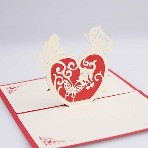 七夕情人天鹅3d立体手工海豚贺卡生日心心相印表白卡片爱心纸雕卡