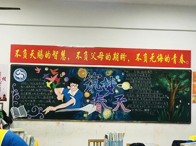 新学期筑梦春天黑板报展高中年级-桂林市桂电中学