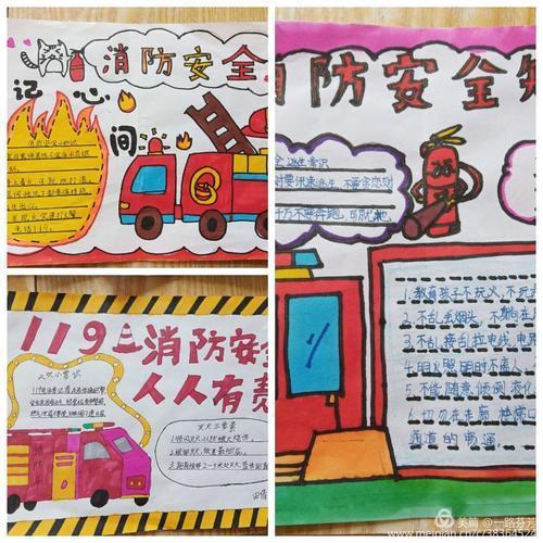 消防安全手抄报展中小学生安全教育日手抄报的图片用k3纸画安全消防